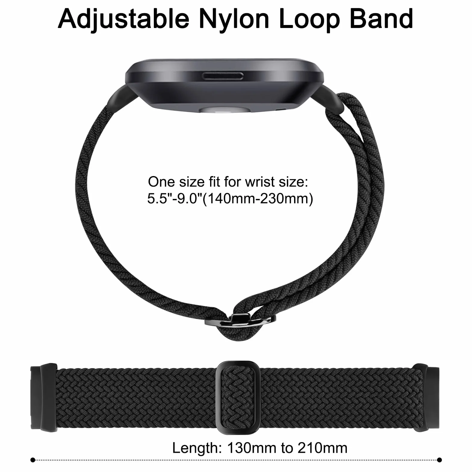 Mugust Bransoletka do Fitbit Versa 4 / Versa 3 / Sense / Sense 2, pleciona nylonowa