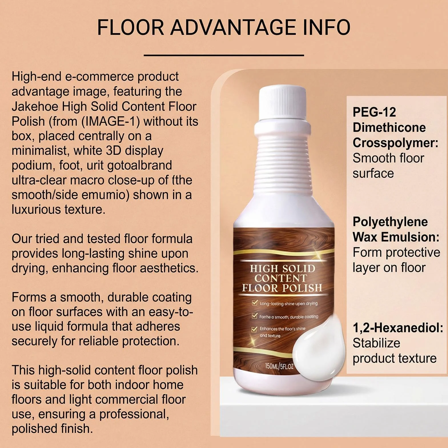 Floor Revive bezpieczny nieklejący płyn do czyszczenia podłóg drewnianych, 150 ml, do kuchni, łazienki, domu, hotelu, restauracji, mieszkania, pomieszczeń biurowych, mieszkań wynajmowanych