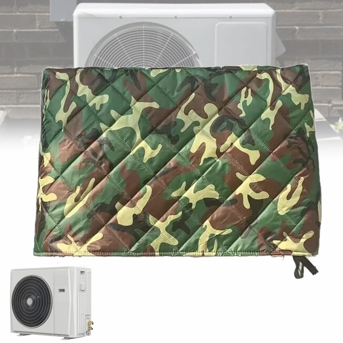Regulowany pokrowiec na klimatyzator do jednostek zewnętrznych, izolowana zimowa osłona AC z elastycznymi paskami, 5-warstwowa tkanina Oxford, pasuje do 90 x 40 x 60 cm (35,4 x 15,7 x 23,6 cala)