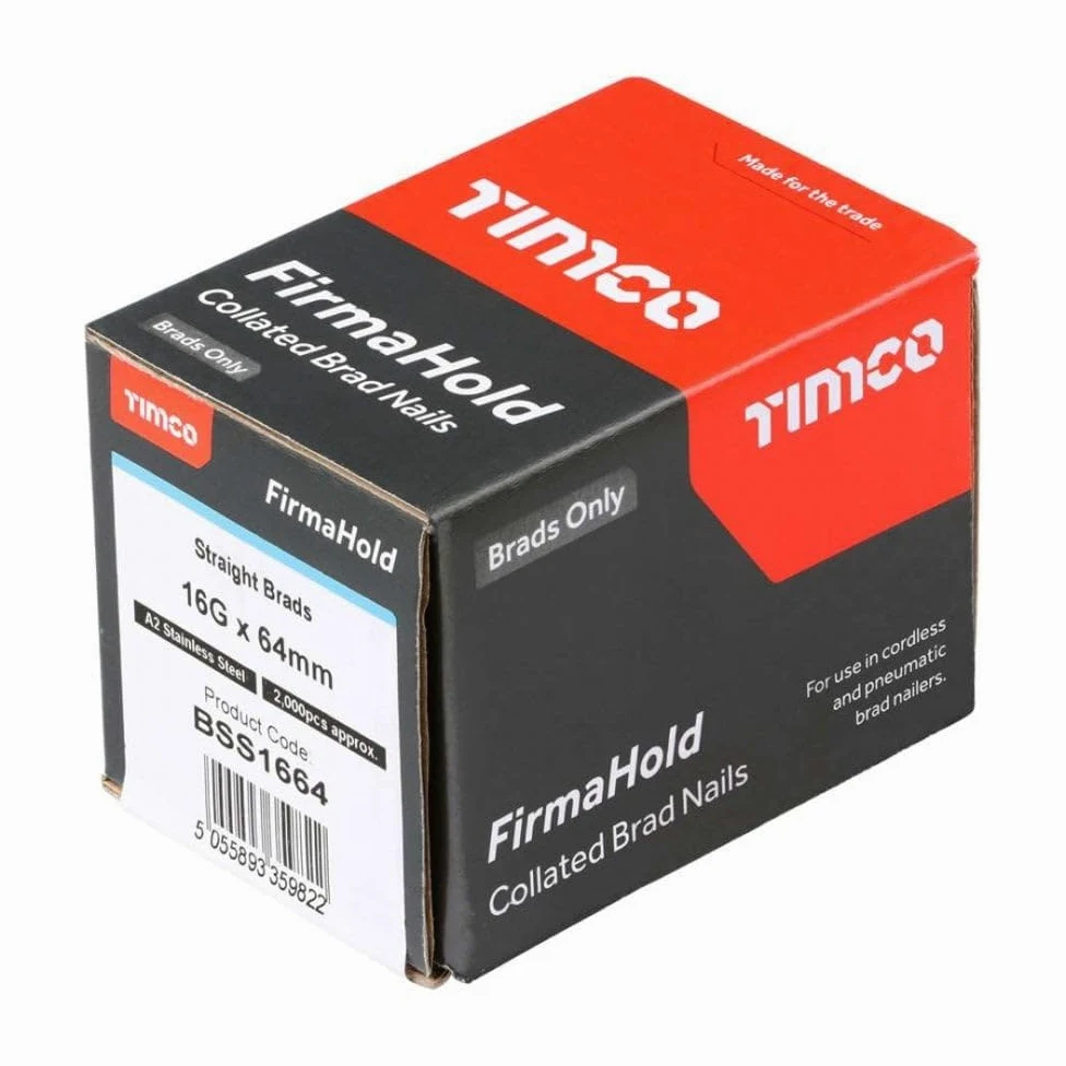 Timco BSS1664FirmaHold zebrane paznokcie Brad - 16 skrajni - Proste - Stal nierdzewna - 16 g x 64