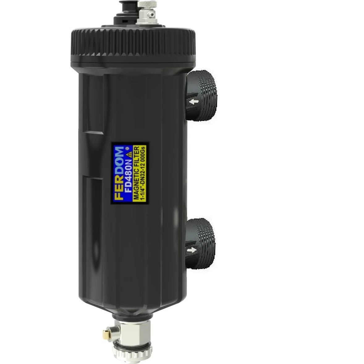 FERDOM FD480N HEAVY Filtr 5/4" DN32 Magnetyczny z Separatorem do Centralnego Ogrzewania, Pomp Ciepła itp. Magnes 12000Gs. Dwukrotne Filtrowanie 3000μm & 700μm. Do Instalacji Max 70 kW.