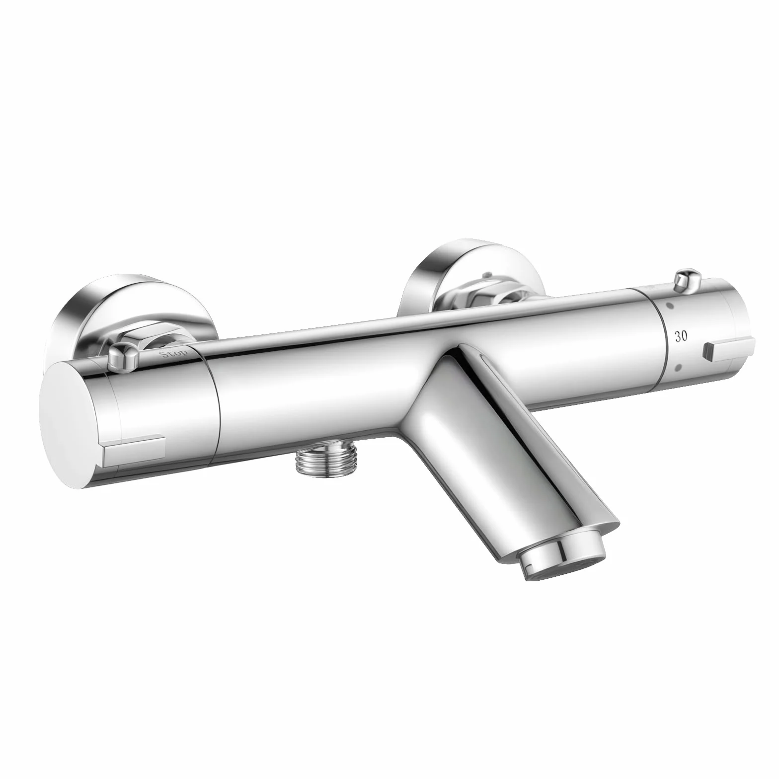 Termostatyczna bateria wannowo-prysznicowa z mieszaczem, nowoczesna bateria wannowo-prysznicowa z mieszaczem, bateria antyoparzeniowa, termostatyczna bateria prysznicowa z wylewką wannową, chromowan