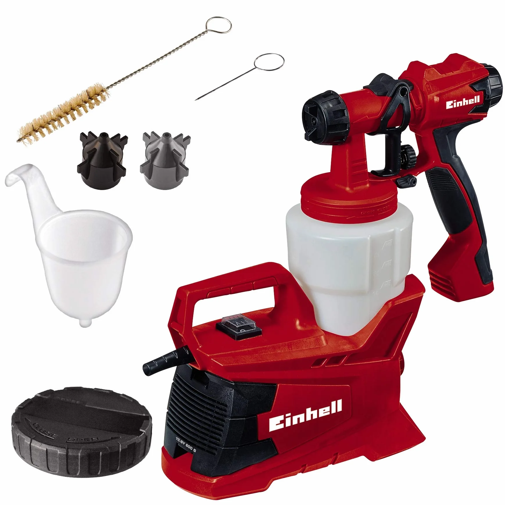 Einhell Elektryczny system natryskowy TC-SY 600 S (600 W, półstaliczny, średnie i duże powierzchnie robocze, do lakierów i lazur)