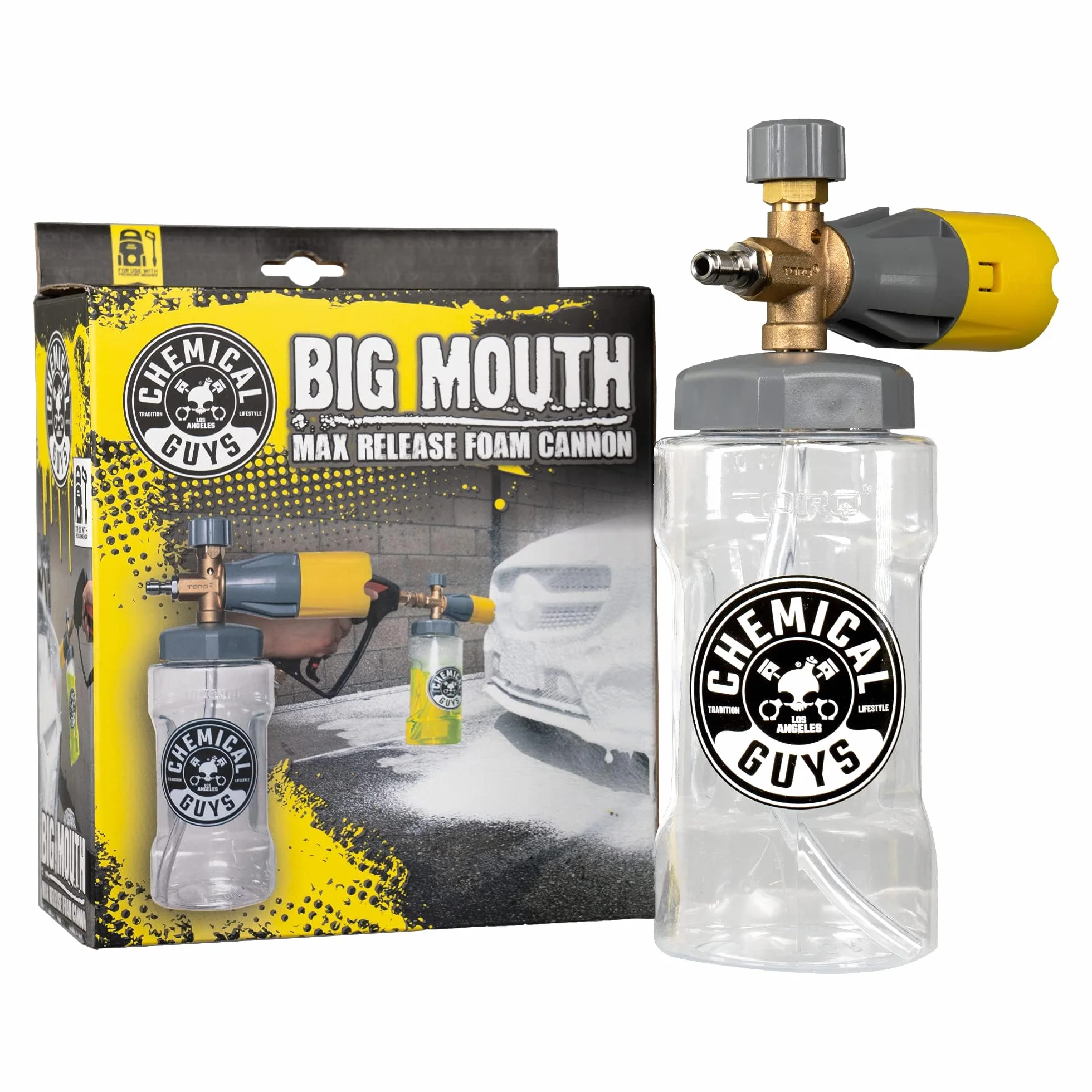 Chemical Guys EQP324 Big Mouth Max Release Foam Cannon (pistolet piankowy do mycia samochodu, mycia w domu i mycia łodzi, które łączy się z myjką ciśnieniową) butelka 970 ml