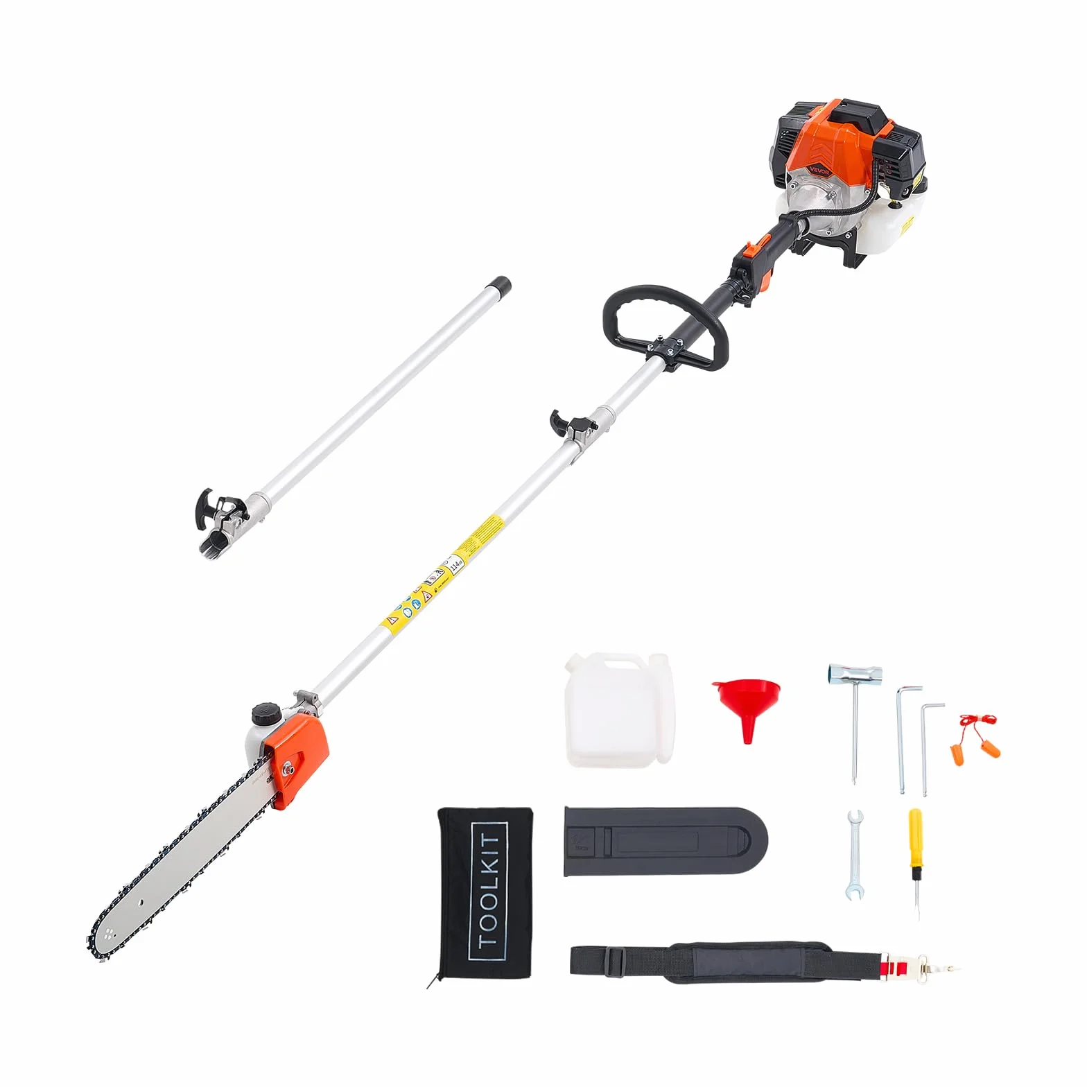 VEVOR 2-suwowa piła gazowa 52 cm3 52 cm3 Piła łańcuchowa do cięcia z 35,6 cm prętem tnącym akumulatorowe nożyce do żywopłotu ze zbiornikiem 850 ml wysuwana o 2,2 do 2,94 m