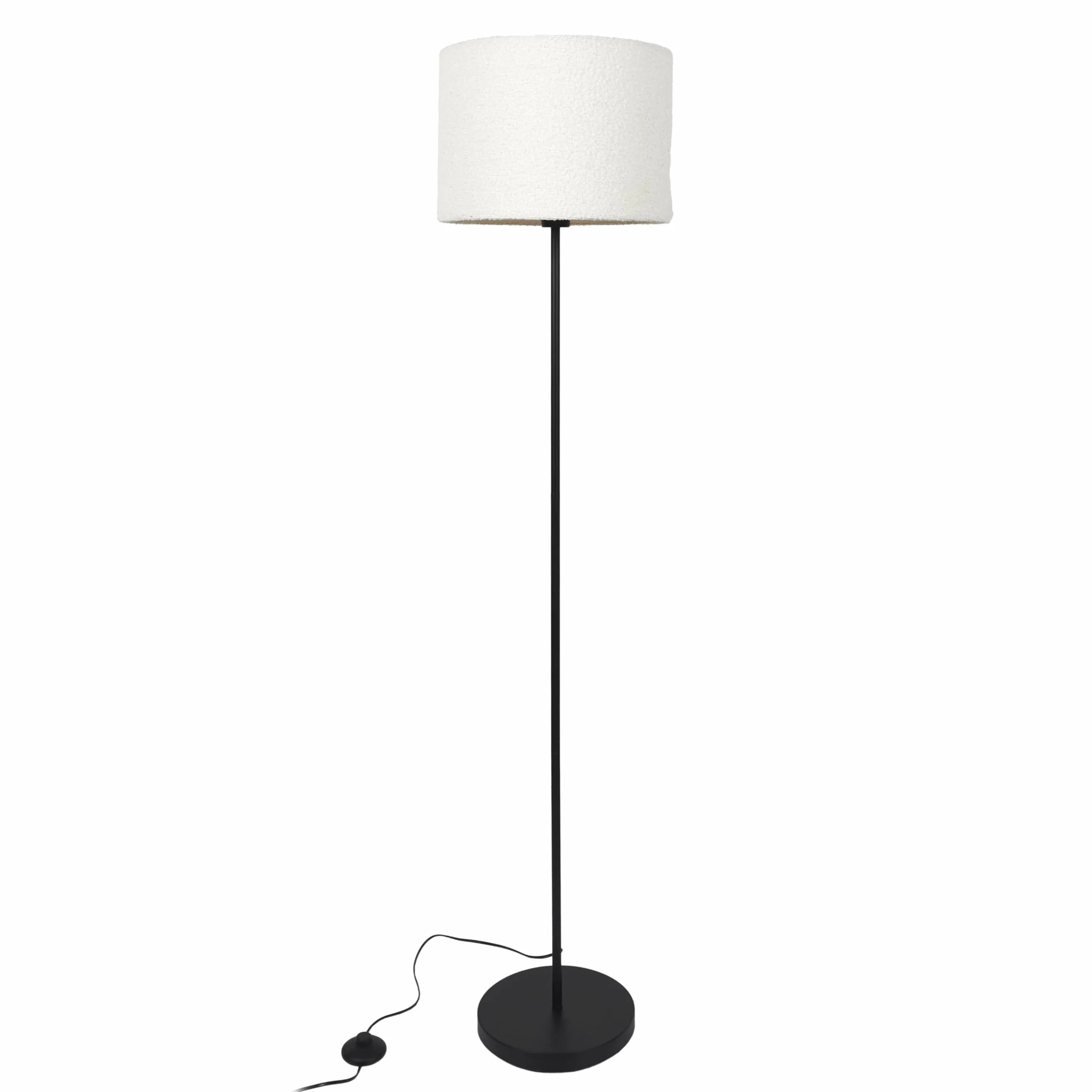HOME DECO FACTORY, LA0084, Lampa podłogowa z kloszem Bouclette M1, nowoczesny i elegancki design, idealna do salonu lub sypialni, łatwa instalacja, energooszczędna, rozmiar M, kolor czarno-biały