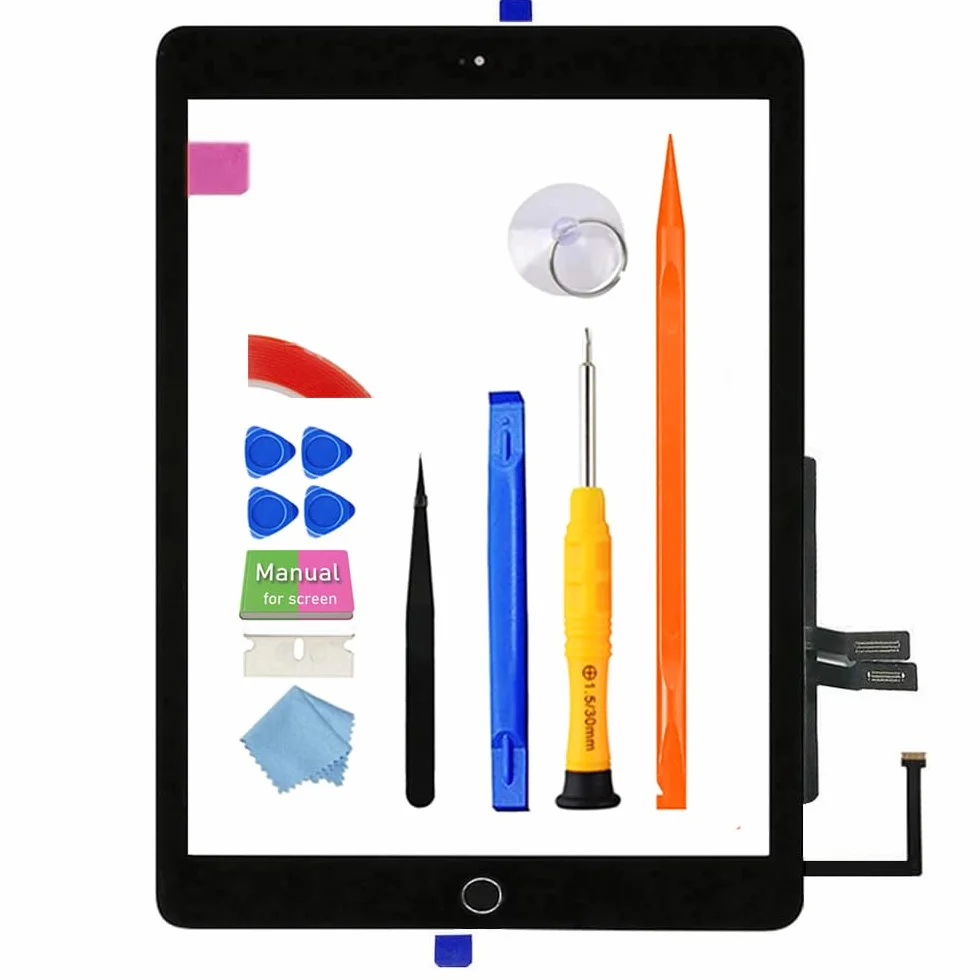 Zamiennik ekranu dotykowego do iPada 6 (6. generacji) Digitizer 2018 9,7", tylko do 6. generacji A1893 A1954, z przyciskiem Home (bez Touch IC) pełny zestaw naprawczy