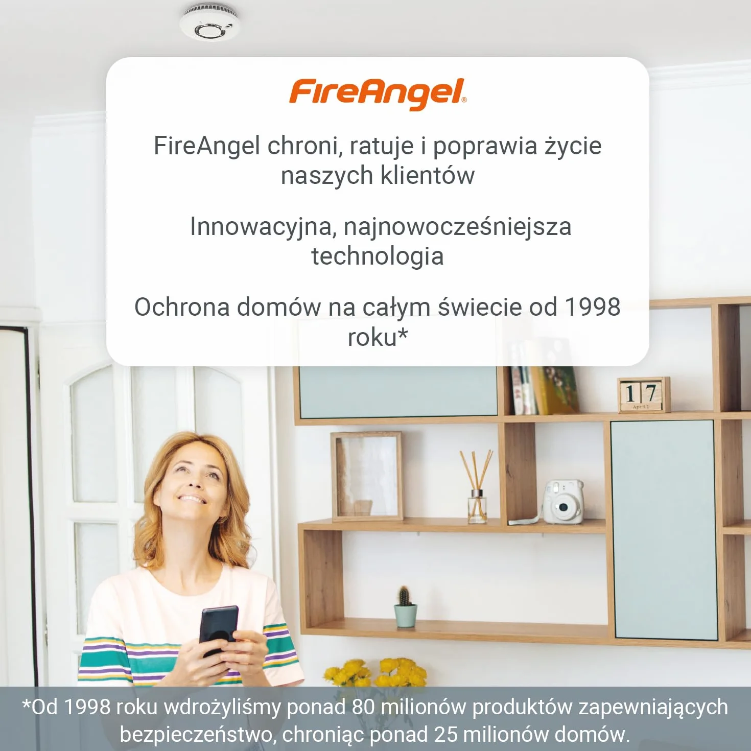 Fire Angel SB5-INT Czujnik Dymu – Detektor Dymu Odporny na Opary Kuchenne, Optyczny Czujnik Przeciwpożarowy z Wymienną Baterią – Czujka Przeciwpożarowa