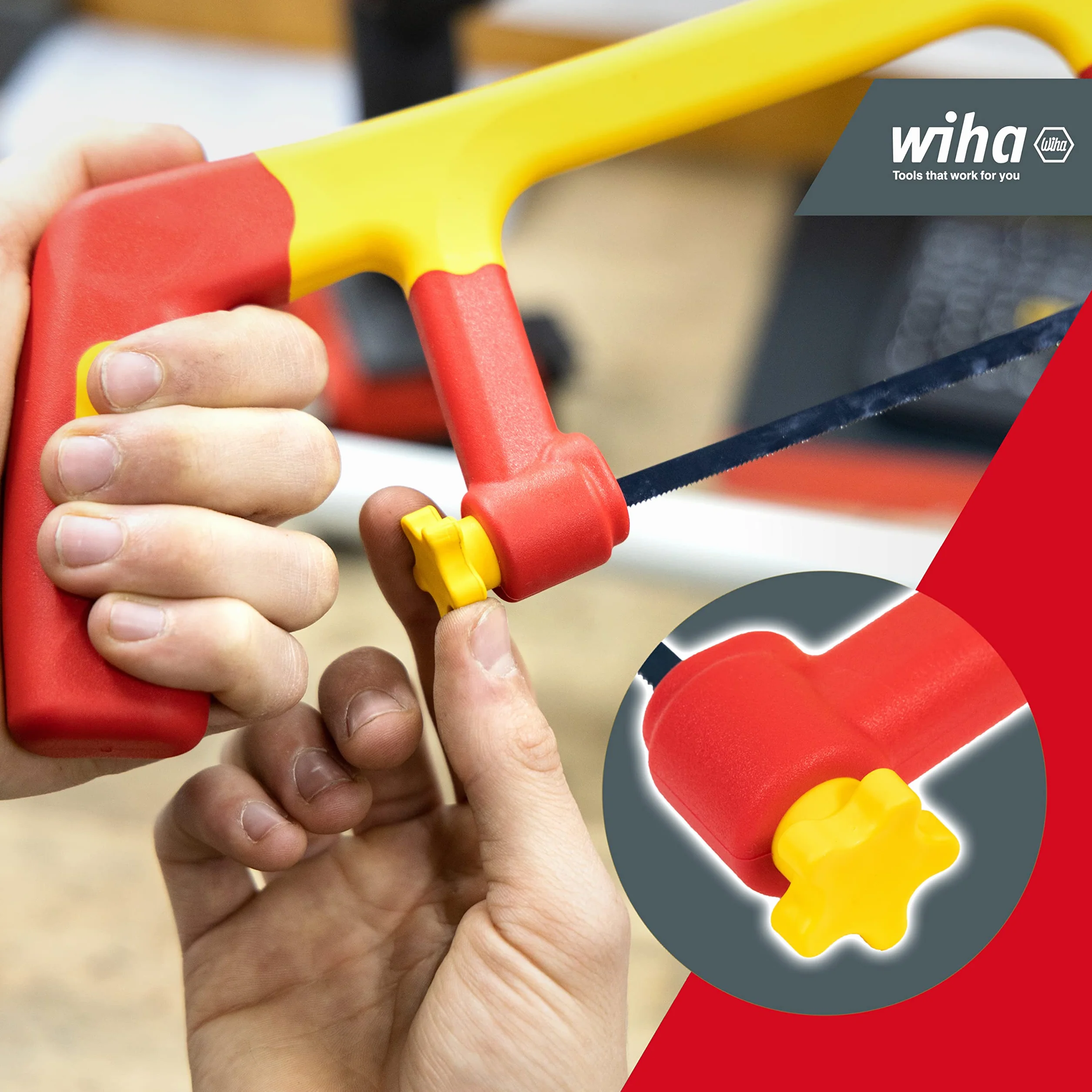 Wiha SB 246 Injection Injection Insulating Junior piła do metalu, czerwona i żółta, (43125)