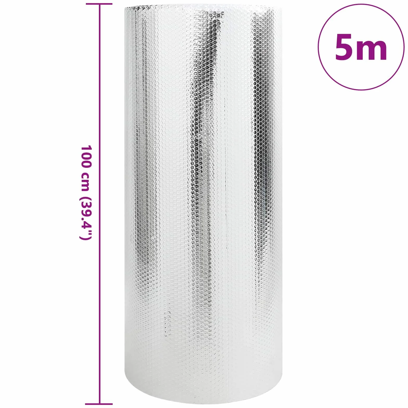 vidaXL Ekran zagrzejnikowy Srebrny 5 x 1 m Polietylen, Radiator odbłyśnik do salonu, nowoczesny, lekki, trwały, efektywny, ciepło na zimowe dni
