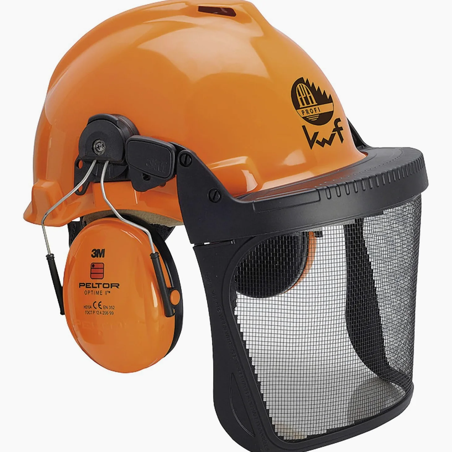 3M Forst akcesoria – kask leśny z wizjerem i ochroną słuchu, odpowiedni do rozmiarów głowy 53-62 cm, pomarańczowy HDPE