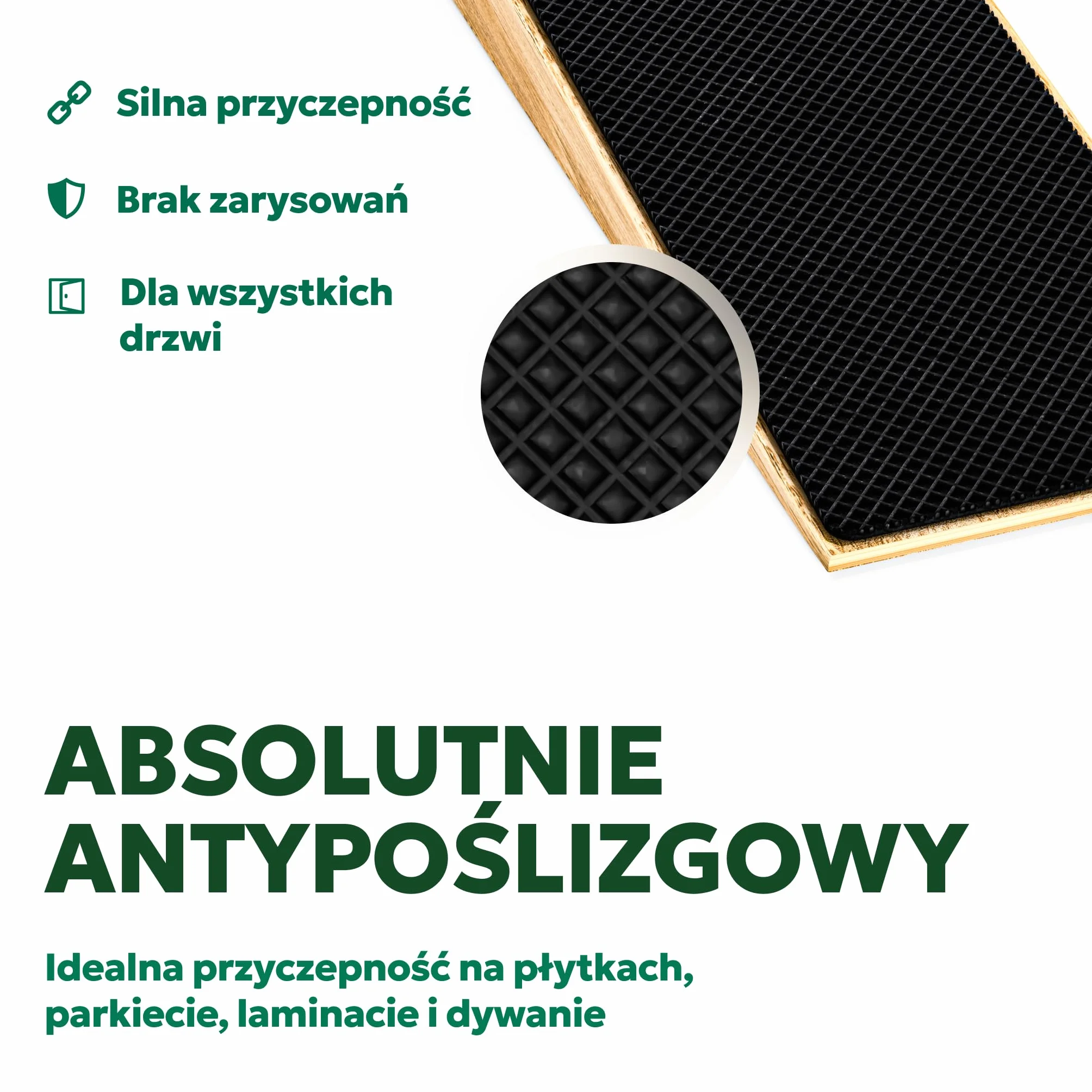Stoper do drzwi antypoślizgowy, wykonany w 100% z bambusa FSC – zestaw 2 klinów z drewna – mocny stoper do drzwi z gumą – kliny do wszystkich rodzajów drzwi – kliny drewniane (Bambus)