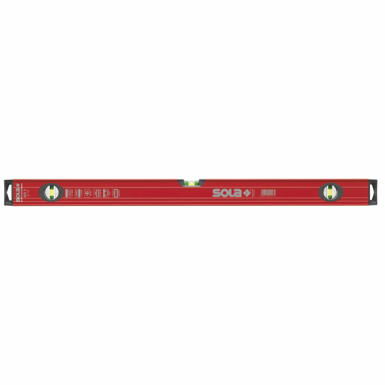 Sola 1215101"Czerwony 3 80" poziomica pozioma, czerwony, 80 cm