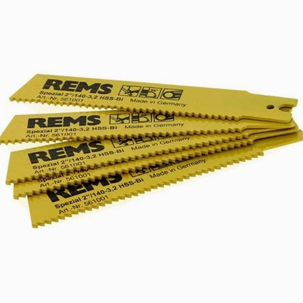 REMS Brzeszczot specjalny HSS-BiM 4" - brzeszczot piły do cięcia prostokątnego rur stalowych 2", do Tiger ANC/CE/SR i Tiger ANC pneumatic, podział zębów 3,2 mm, kolor żółty, długość 200 mm, 5 sztuk