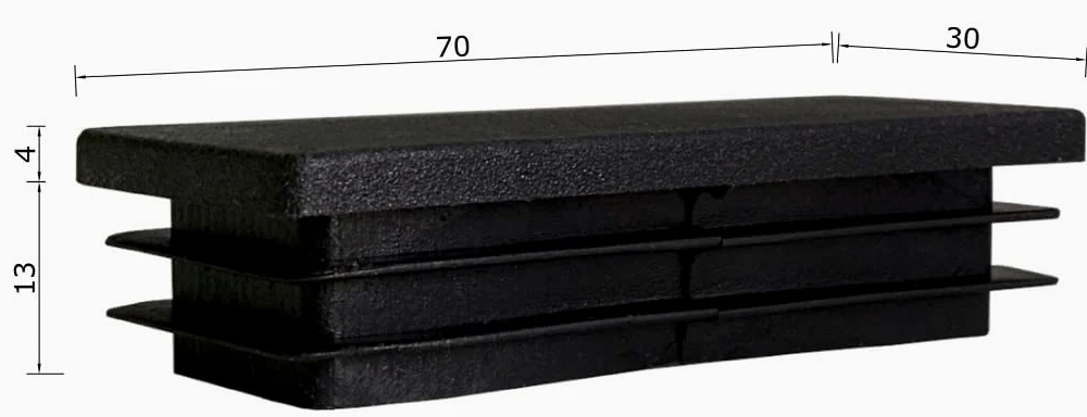 TIBU Zatyczki lamelowe prostokątne zaślepki do rur, zaślepki do rur, osłona, prostokątne, 30 sztuk, rury prostokątne, 70 x 30 x 2 mm