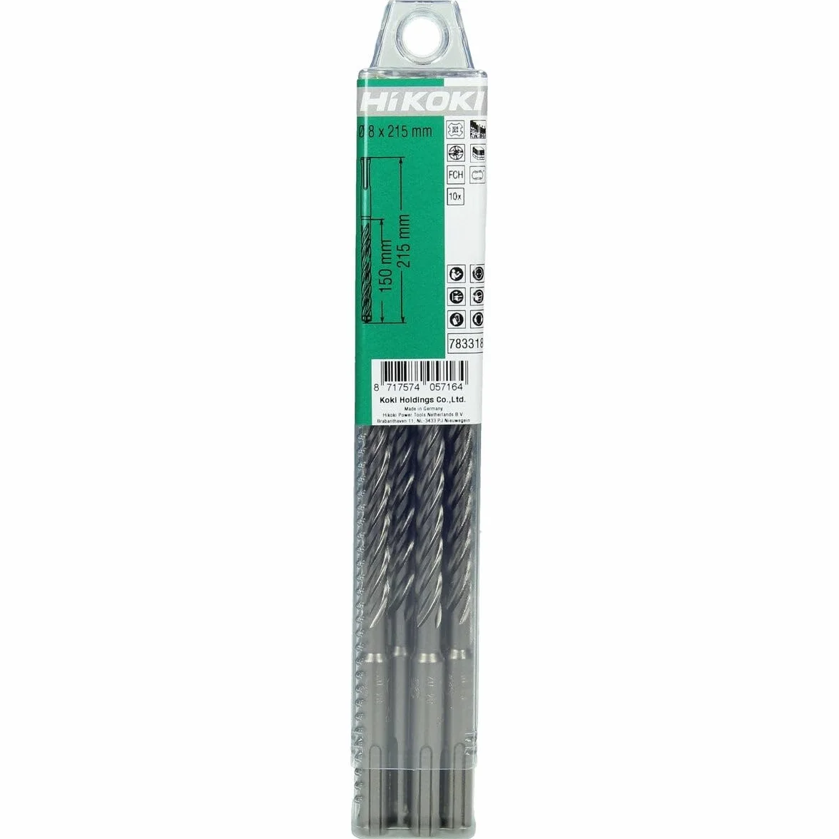 Hitachi 783316 zestaw wierteł SDS-Plus 4 profesjonalne cięcie, 8 x 110 mm, długość 50