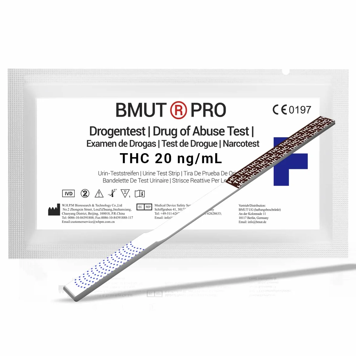 15 x THC test narkotykowy 20 ng/mL – marihuana – haszysz, test moczu THC, paski testowe, wysoka czułość, szybki test na lek (jakość apteczna)