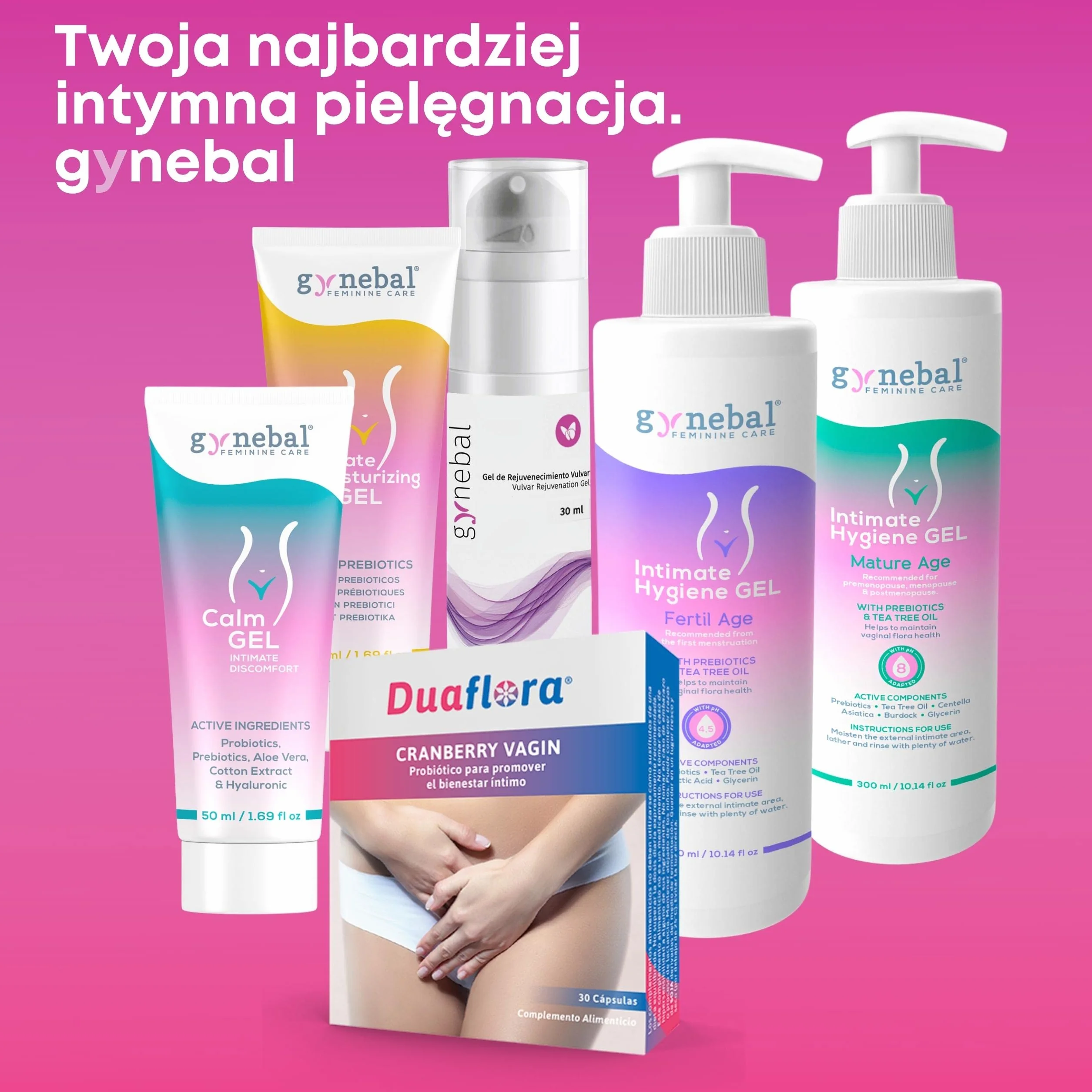 GYNEBAL Intymny Żel Lubrykujący z Prebiotycznym Składnikiem, Wodny Żel do Zewnętrznej Pielęgnacji Intymnej, Bezzapachowy, 50 ml