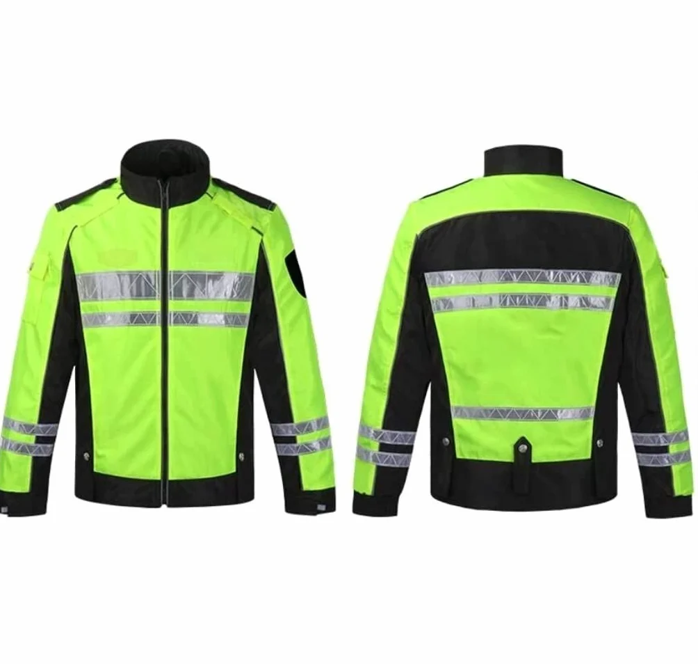 Kamizelka Bezpieczeństwa Kamizelka Odblaskowa Rowerowy garnitur odblaskowy, Oxford Cloth Safety Kurtka wodoodporna odbijająca wysoka widoczność fluorescencyjna żółta Executive Kamizelka