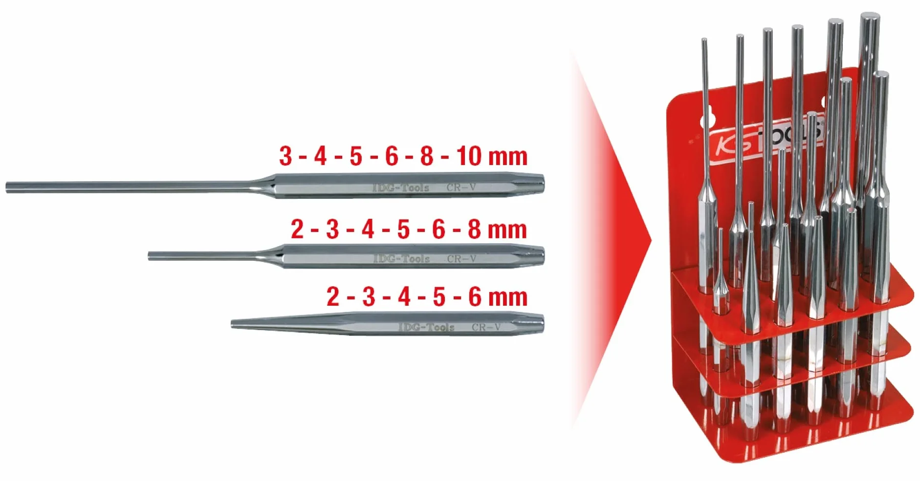 KS Tools 156.0180 Zestaw wybijaków 17-szt