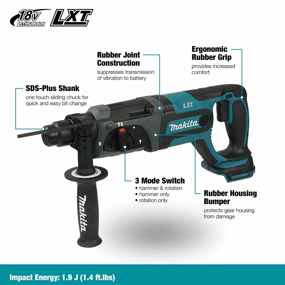 Makita Dhr241Z Wiertarka Udarowa, Czarny/Niebieski, ‎17,5 x 3,75 x 8,12 cm