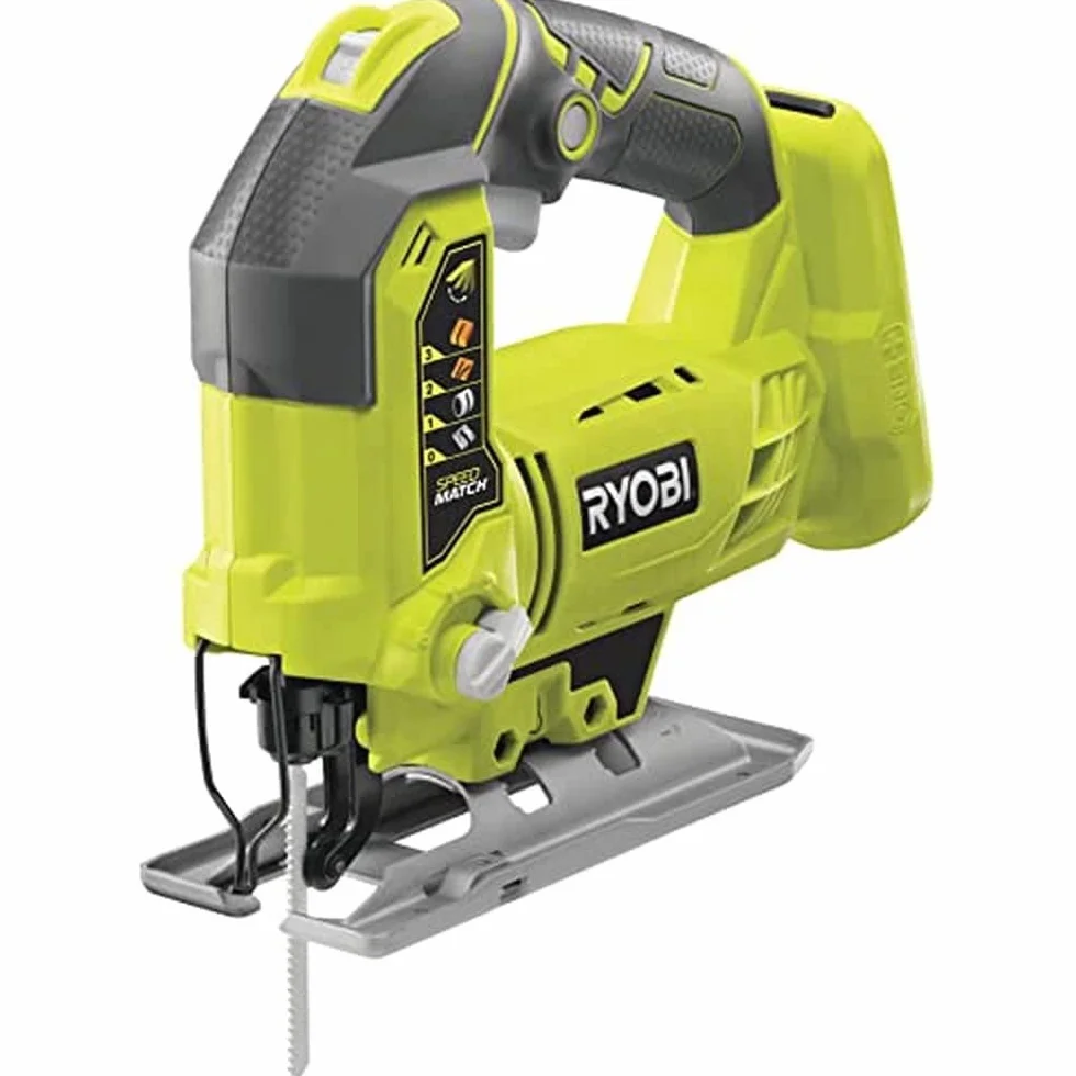 Ryobi Wyrzynarka akumulatorowa 18V, R18JS-0, cięcię pod kątem 0-45°, regulacja prędkości, maks. zdolność cięcia 101 mm w drewnie, 10 mm w aluminium, 6 mm w stali, uchwyt brzeszczotu typy T, dioda LED