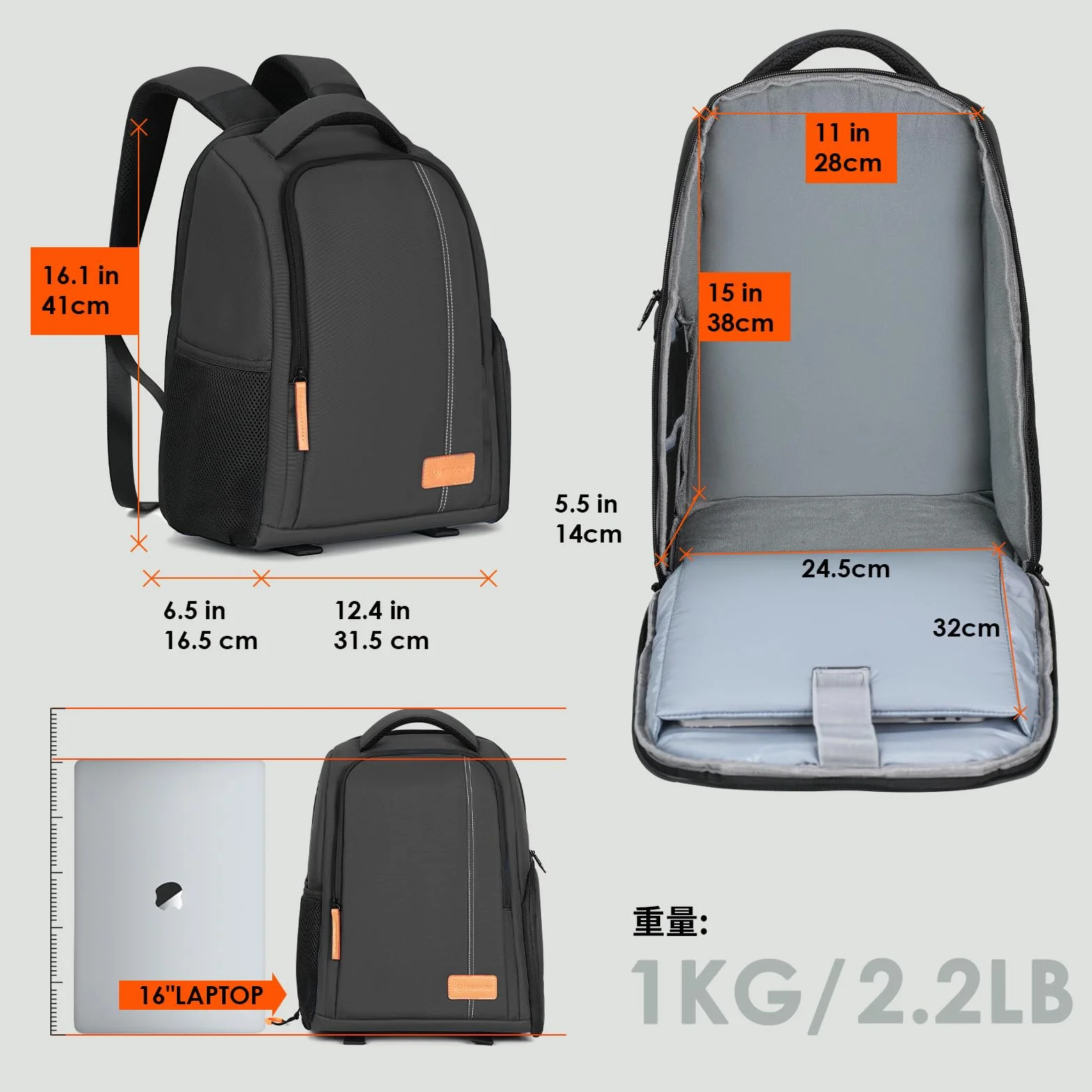 TARION TB-02 Plecak Fotograficzny na Laptop 15" i Aparat Reflex
