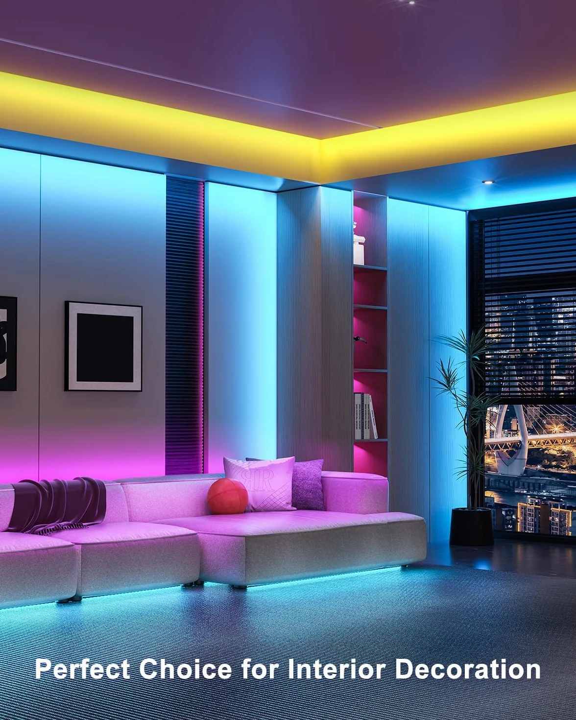 Taśma LED 20 m, Bluetooth LED, RGB, zmiana kolorów, łańcuch świetlny LED, 20 m, sterowany za pomocą aplikacji, pilot zdalnego sterowania, synchronizacja z muzyką, do sypialni, TV, domu, szafy