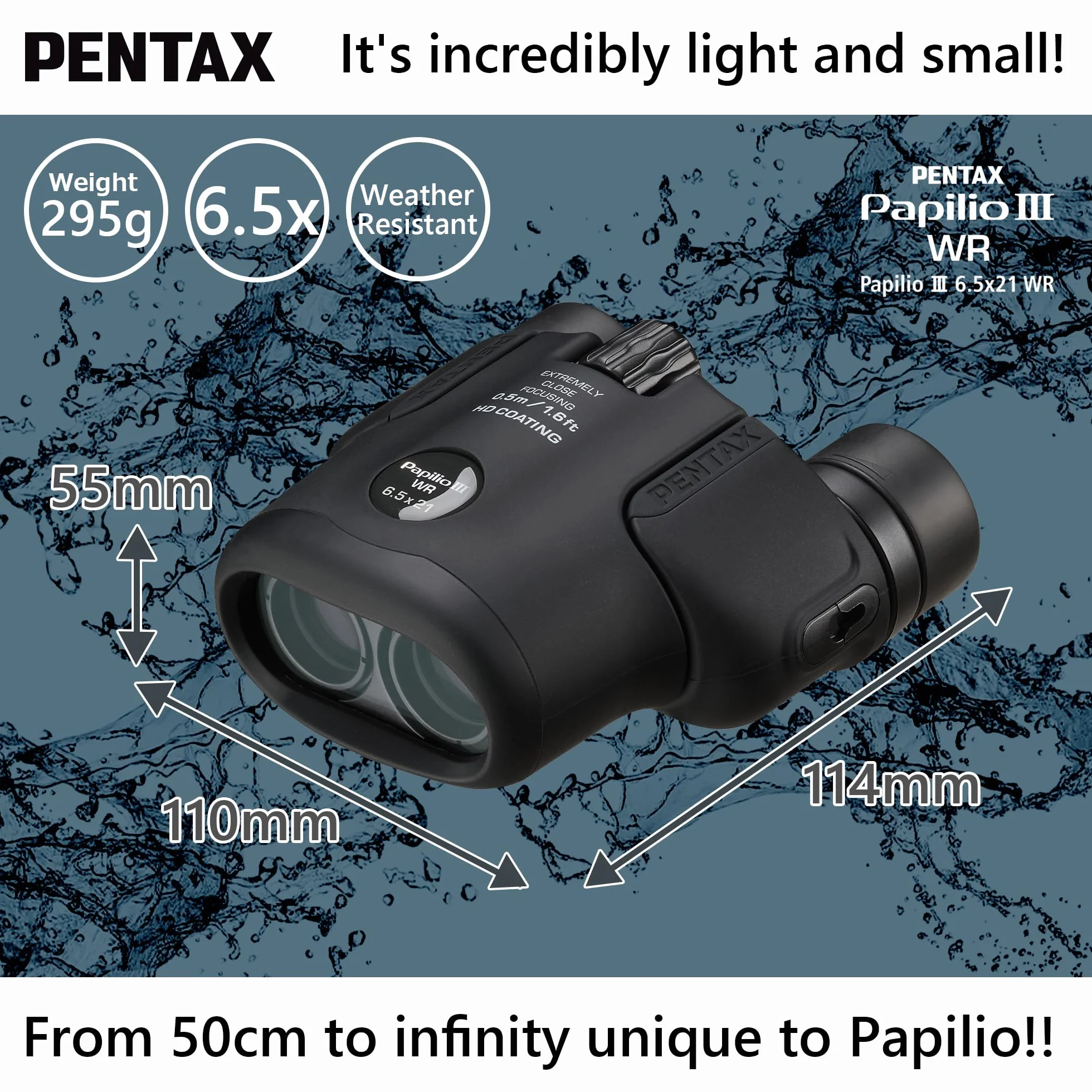 Pentax Papilio III Lornetka 6.5x21 wodoodporna HD