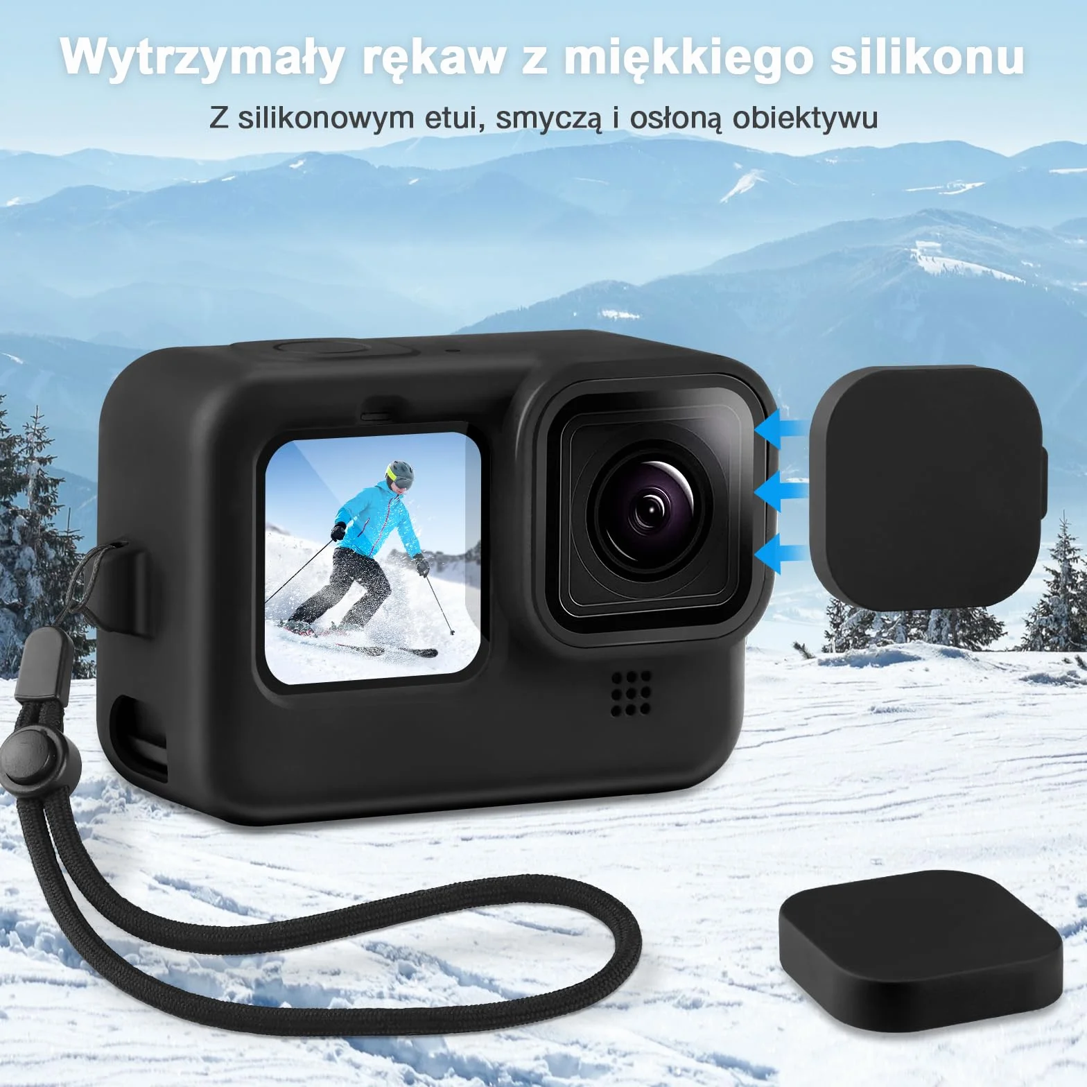 REDTRON Silikonowy futerał i zestaw ochronny na ekran do GoPro Hero 12 11 10 9, 6x szkło hartowane, 2x osłona obiektywu
