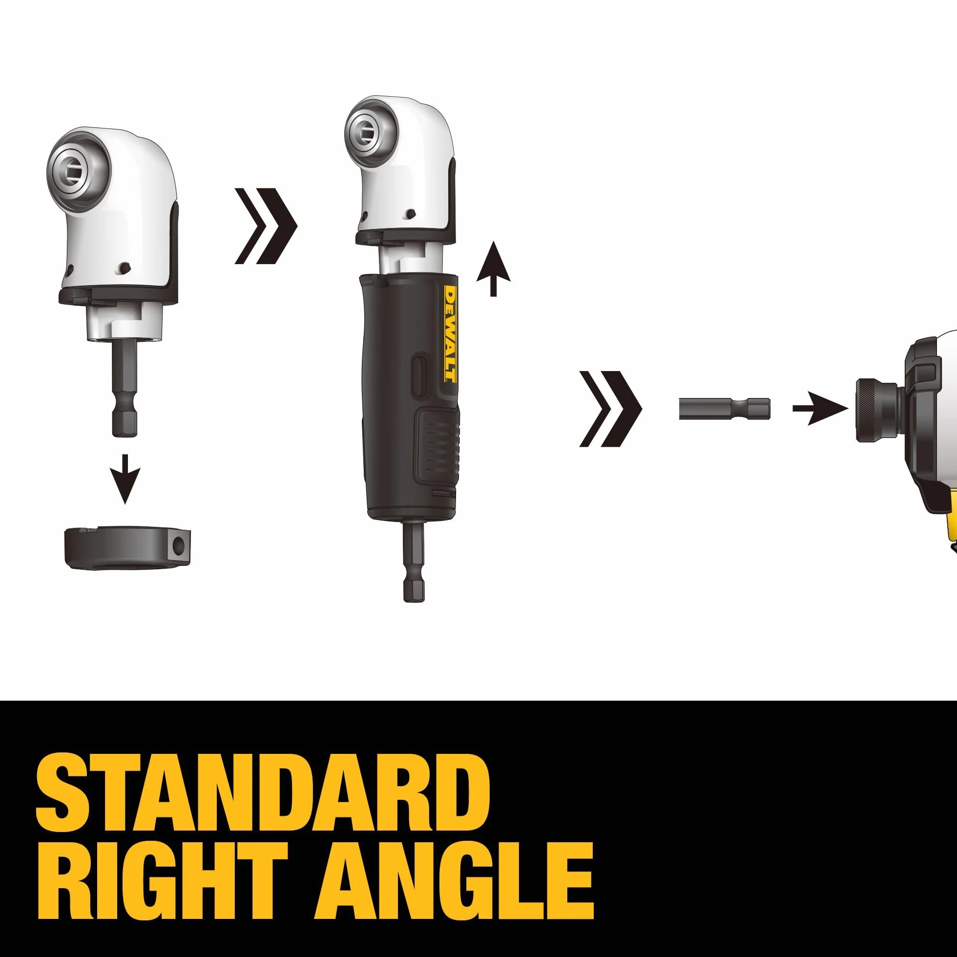 DEWALT FlexTorq adapter wiertarki kątowej, system 4 w 1, kompaktowy, elastyczny prosty trzpień, 30,5 cm (DWAMRASETFT)