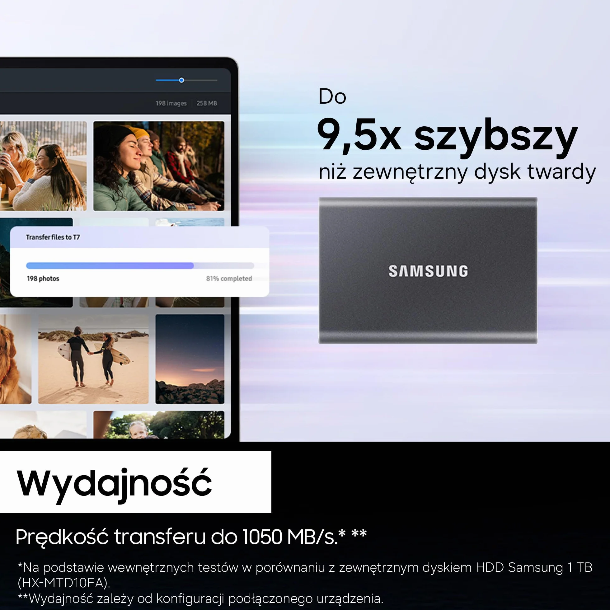 Samsung T7 Portable SSD 1TB MU-PC1T0T/WW Szary