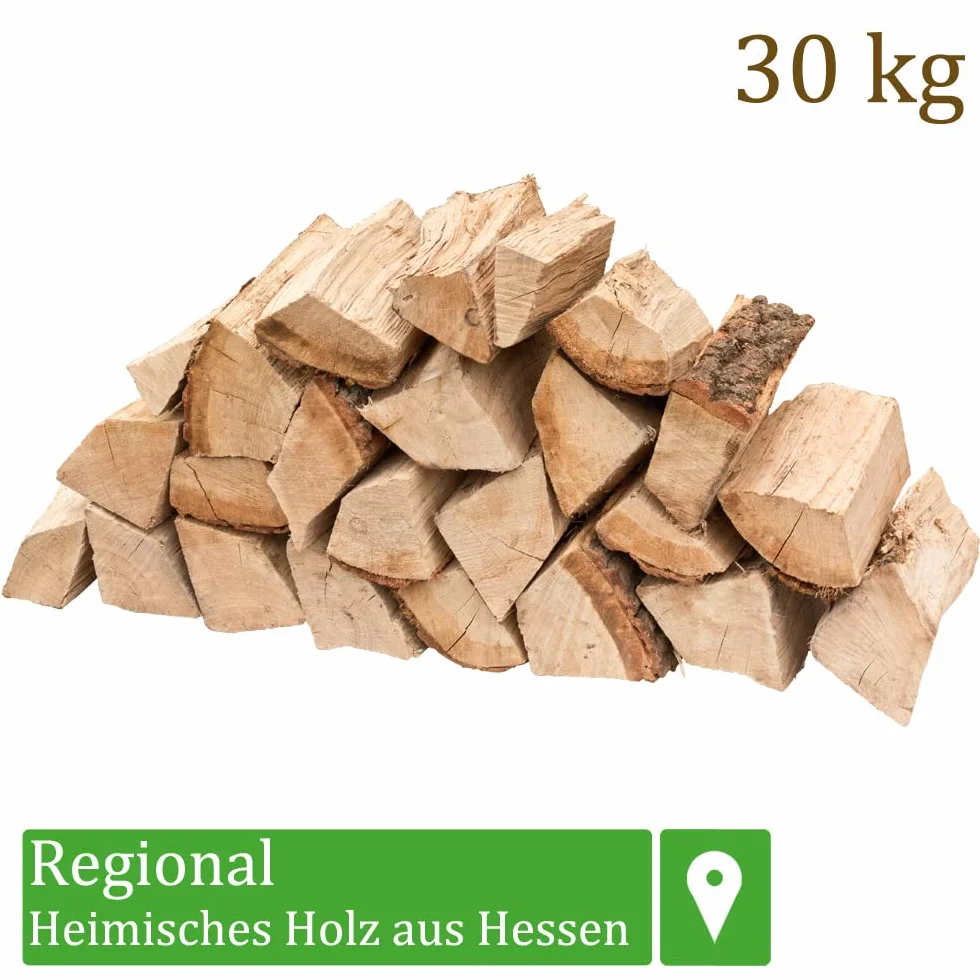 Drewno opałowe, drewno dębowe, 30 kg, do pieca, kominka, paleniska, grilla, drewno opałowe w szczapach, 25 cm, suszone komorowo, 30 kg