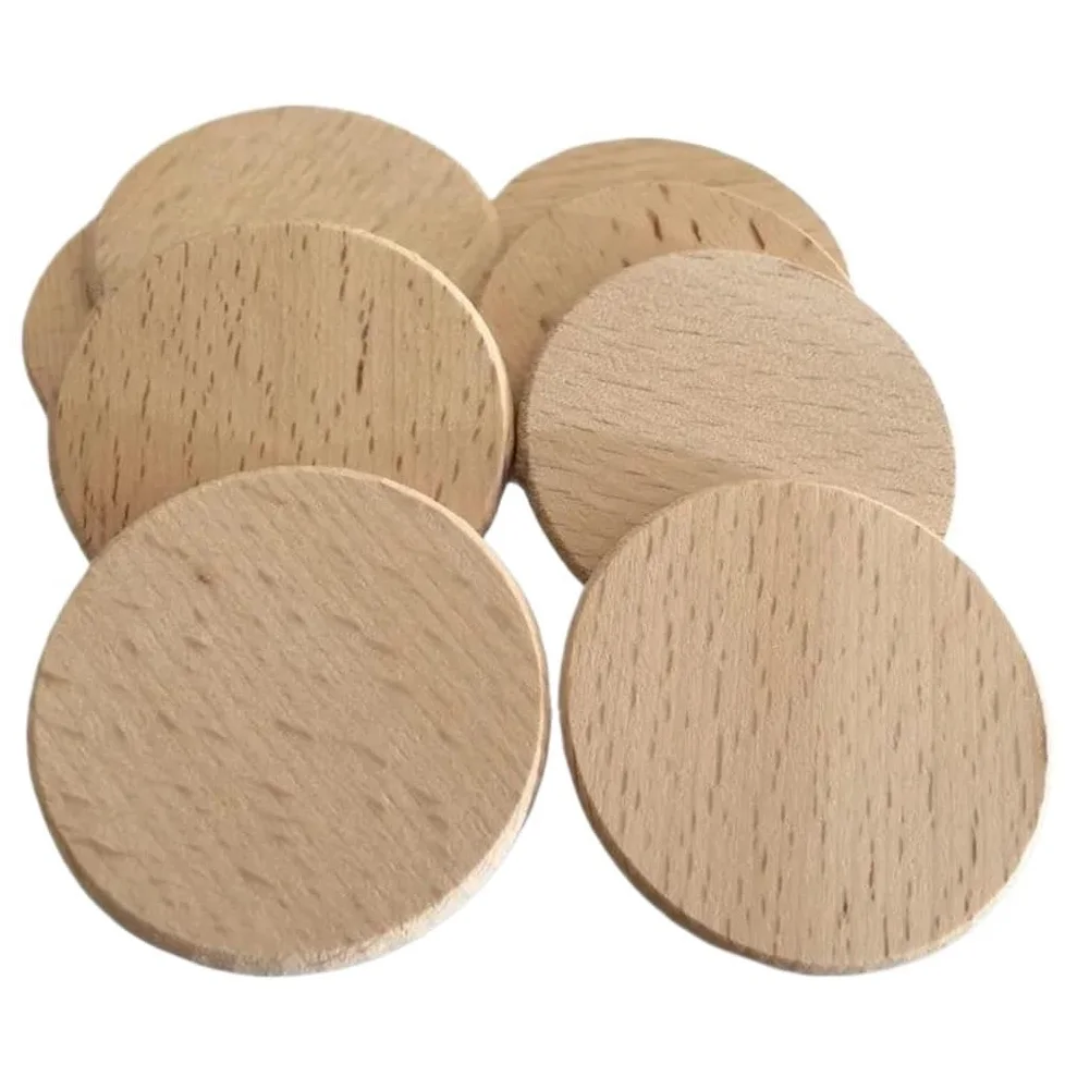 Naturalne plastry drewna, 50 szt. Okrągły wiór drewno bukowe, plaster drewna o grubości 3-7mm dla majsterkowiczów sztuka i akcesoria rzemieślnicze plastry naturalnego drewna luzem(50X3.2mm)
