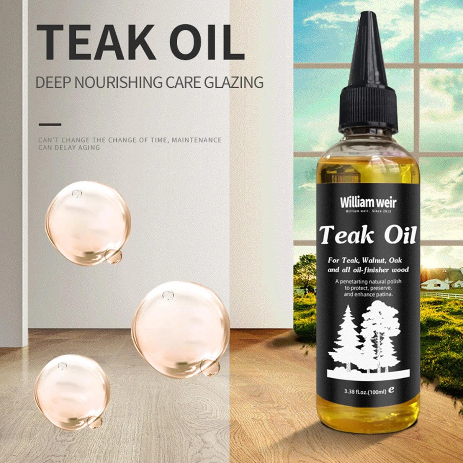 Wood odżywka olejowa, 100 ml, twarda renowacja mebli, nie-szary olej tekowy, stół z drewna, biurko, półka, ochrona drewna, formuła