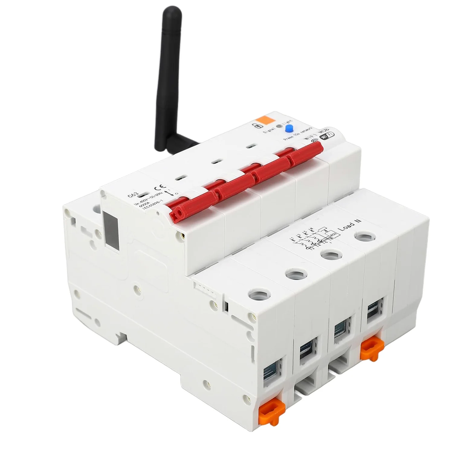 Wyłącznik WiFi, Inteligentny Wyłącznik 4-biegunowy z Zabezpieczeniem Przed Wyciekiem z Pilotem APP, Całodobowy Monitoring Energii Elektrycznej i Funkcja Pomiaru Czasu, dla Fabryki Domowej
