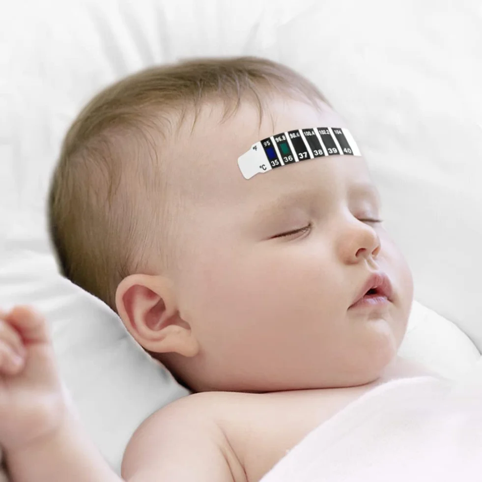 Niezawodne paski na termometr z przodu, przenośna naklejka wielokrotnego użytku, do sprawdzania temperatury niemowląt, dorosłych, termometry podróżne do torebek, zestaw 10 szt