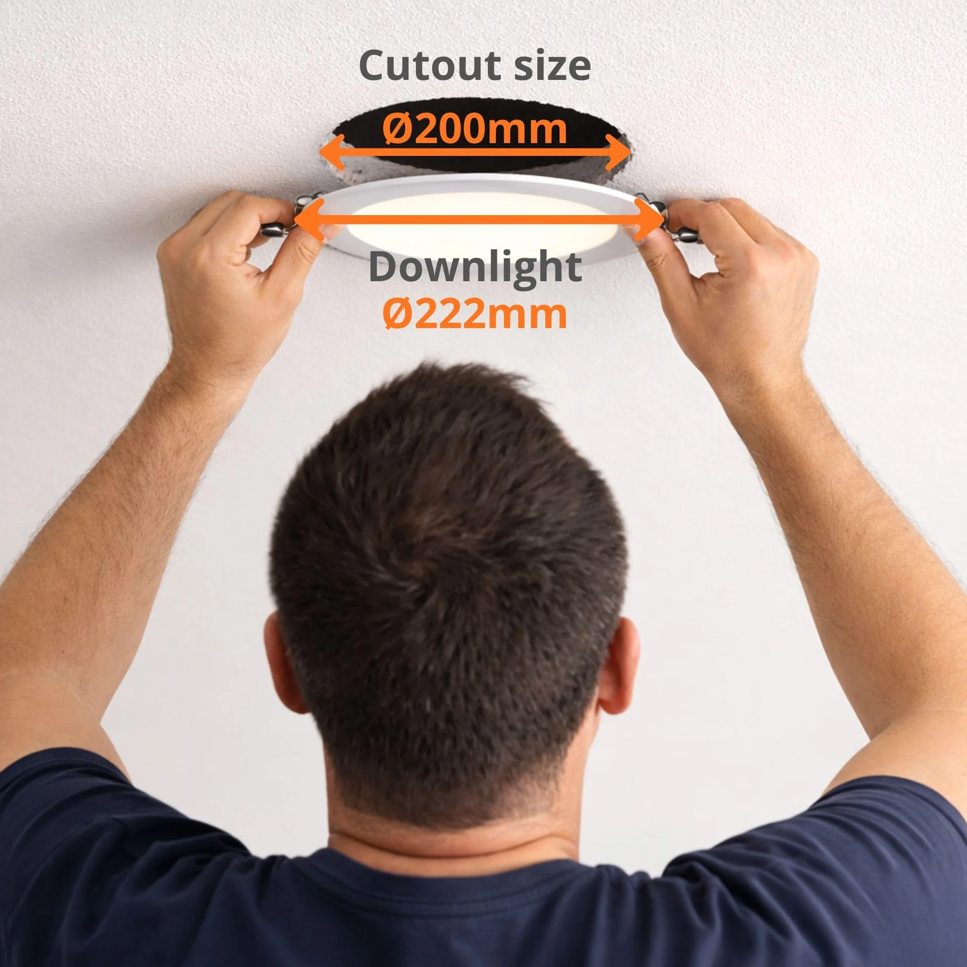 JANDEI - komplet 5 x LED Downlight 18W okrągły do zabudowy, płaski biały matowy pierścień, aluminiowy otwór 200-205 mm, neutralna biel 4200K, lampa sufitowa, oświetlenie sufitowe
