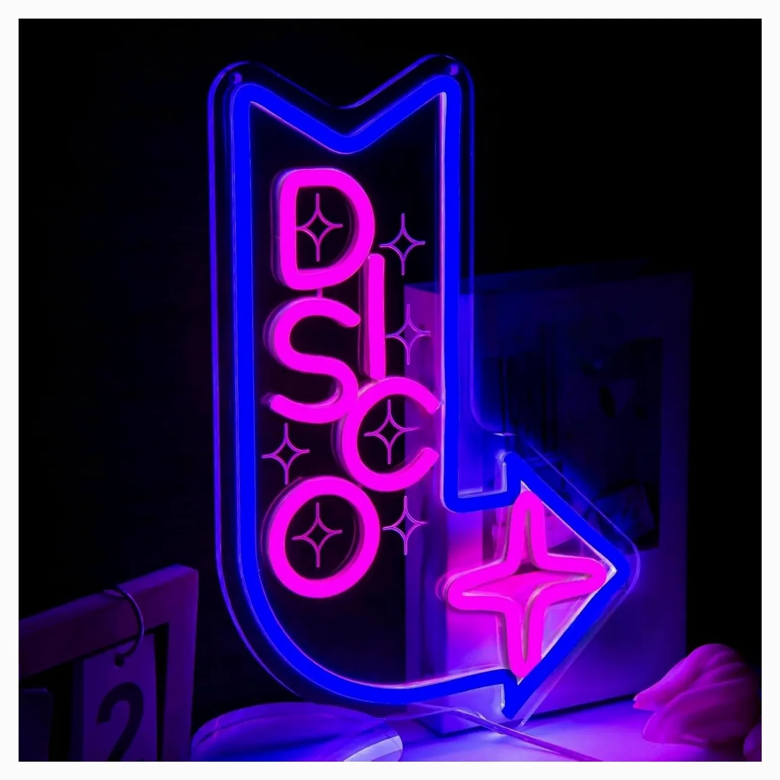 Wiszące neony artystyczne DISCO Muzyka Neon Znak Zasilany Przez USB Ściemnialne Światło LED Do Baru Muzycznego Studio Sypialnia Impreza Klub Dekoracja Klubu Nocnego 34cmx23.5cm