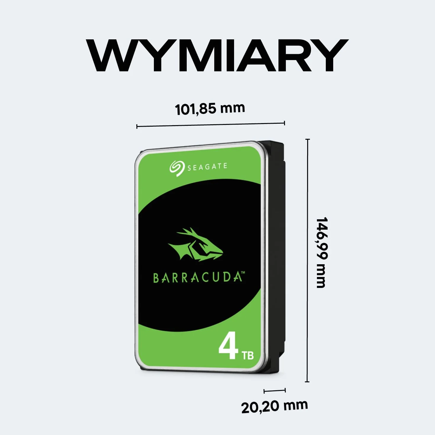 Seagate BarraCuda 4TB, Wewnętrzny dysk twardy, 3.5",Dla komputerów PC i laptopów, SATA 6 GB/s, 5400 RPM, 256 MB cache, FFP (ST4000DMZ04)