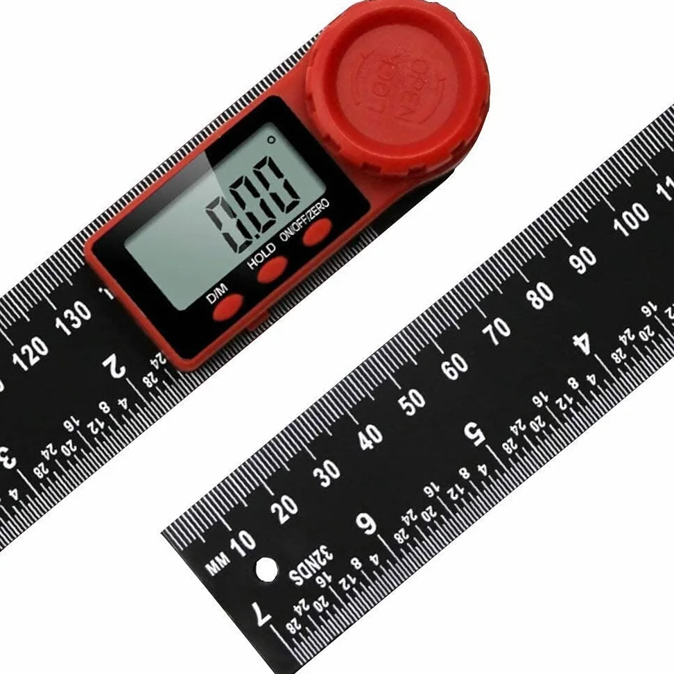 RJJ 360 Stopni LCD Digital Display Linijka Cyfrowa Inklinometr Goniometr Kątomierz Narzędzie Pomiarowe 0-200 / 300mm Władca pomiarowy (Size : 200mm)