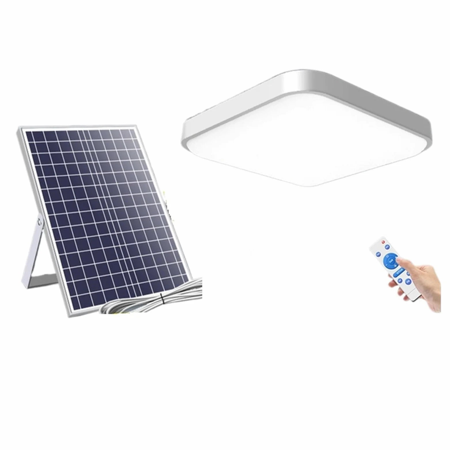 Lampa solarna zewnętrzna, 50W Kwadratowa lampa sufitowa LED na energię słoneczną do użytku w pomieszczeniach kuchennych, lampa słoneczna do użytku domowego, ogrodowa lampa zasilana energią słoneczną z