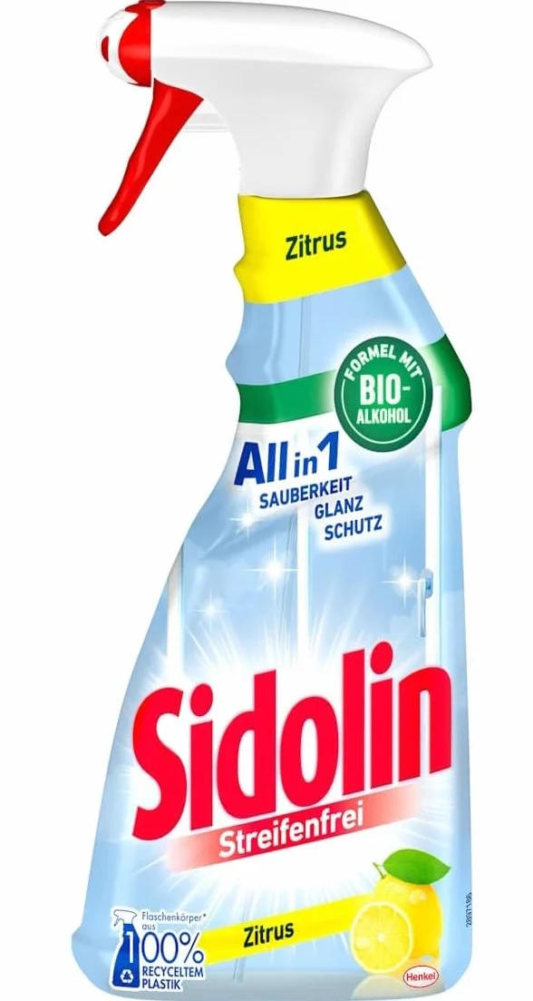 Sidolin Cytrusy, środek do czyszczenia szkła, 500 ml, butelka z rozpylaczem, dla doskonałego, promiennego połysku i przeciwko mikropęknięciom