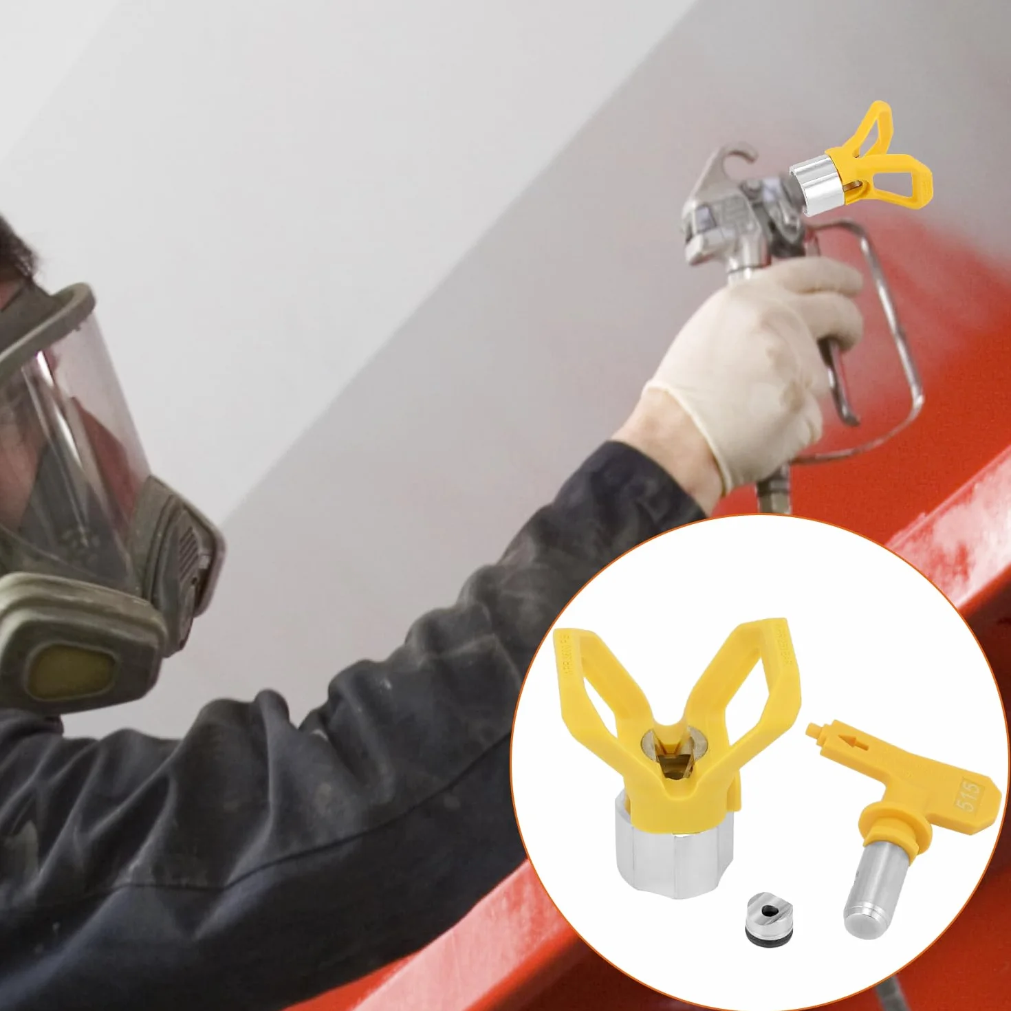 QWORK® Airless zestaw dysz do modeli 515/517519521/523/525, 6 dysz Airless z uszczelką końcówkową, 1 siedzisko dysz, kompatybilne z większością pistoletów natryskowych Airless