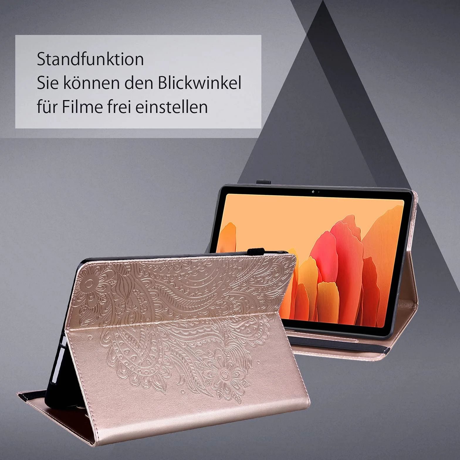 Etui do Samsung Galaxy Tab S2 9,7 cala (T810/ T813/ T815/ T819) z folią ochronną i rysikiem - ultracienkie z funkcją stojaka Flip Cover PU skórzane etui (różowe złoto)