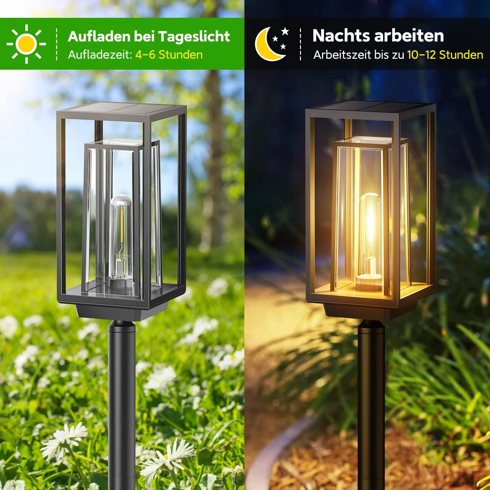 Lampy solarne do ogrodu, nowoczesne, o dłuższym czasie pracy, bardzo jasne solarne lampy ogrodowe, wodoodporność IP65, dekoracja ogrodowa na balkon, taras, do użytku na zewnątrz, 2 szt.