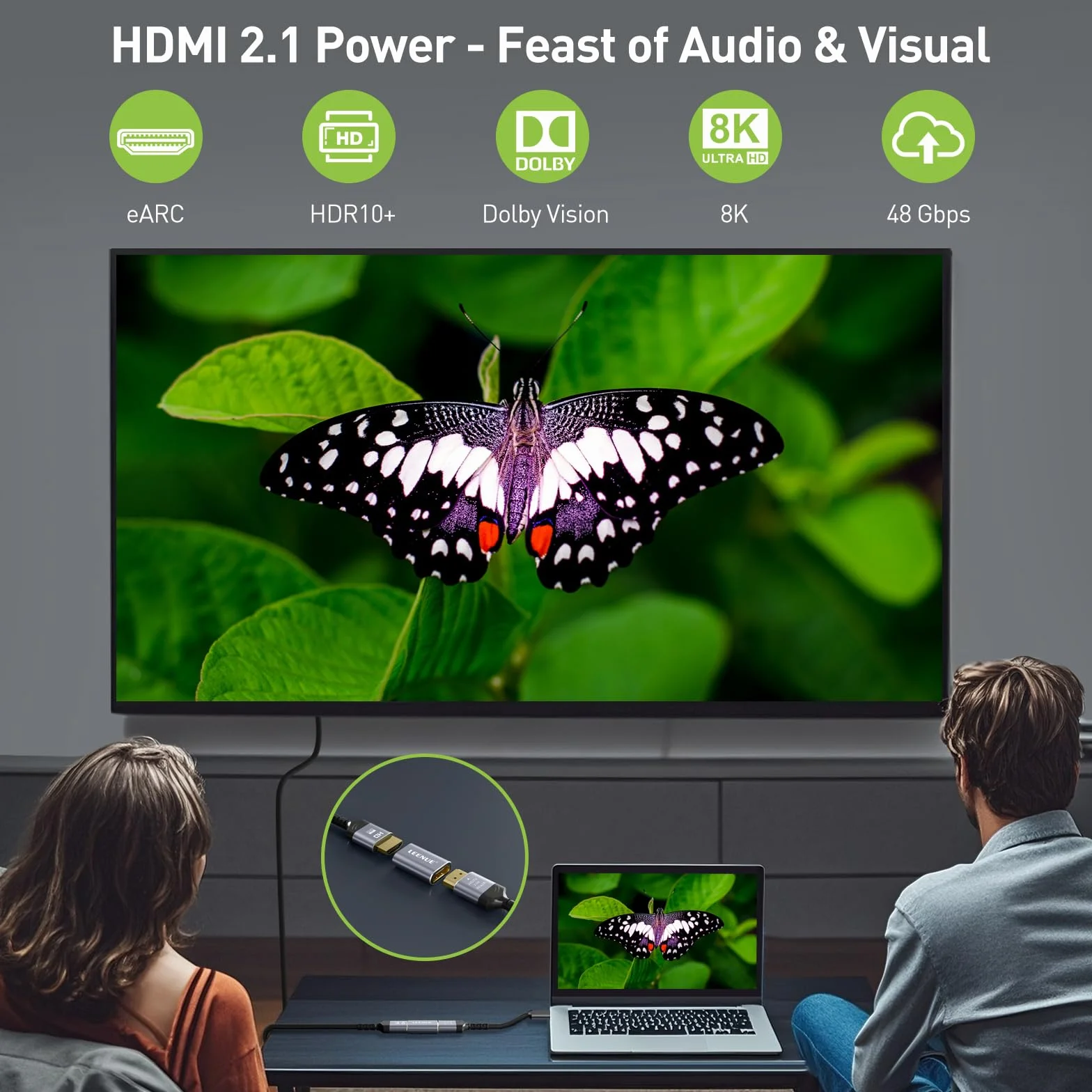 Złącze HDMI 8K żeńskie na żeńskie, aluminiowy adapter HDMI 2.1 60Hz 4K 120Hz
