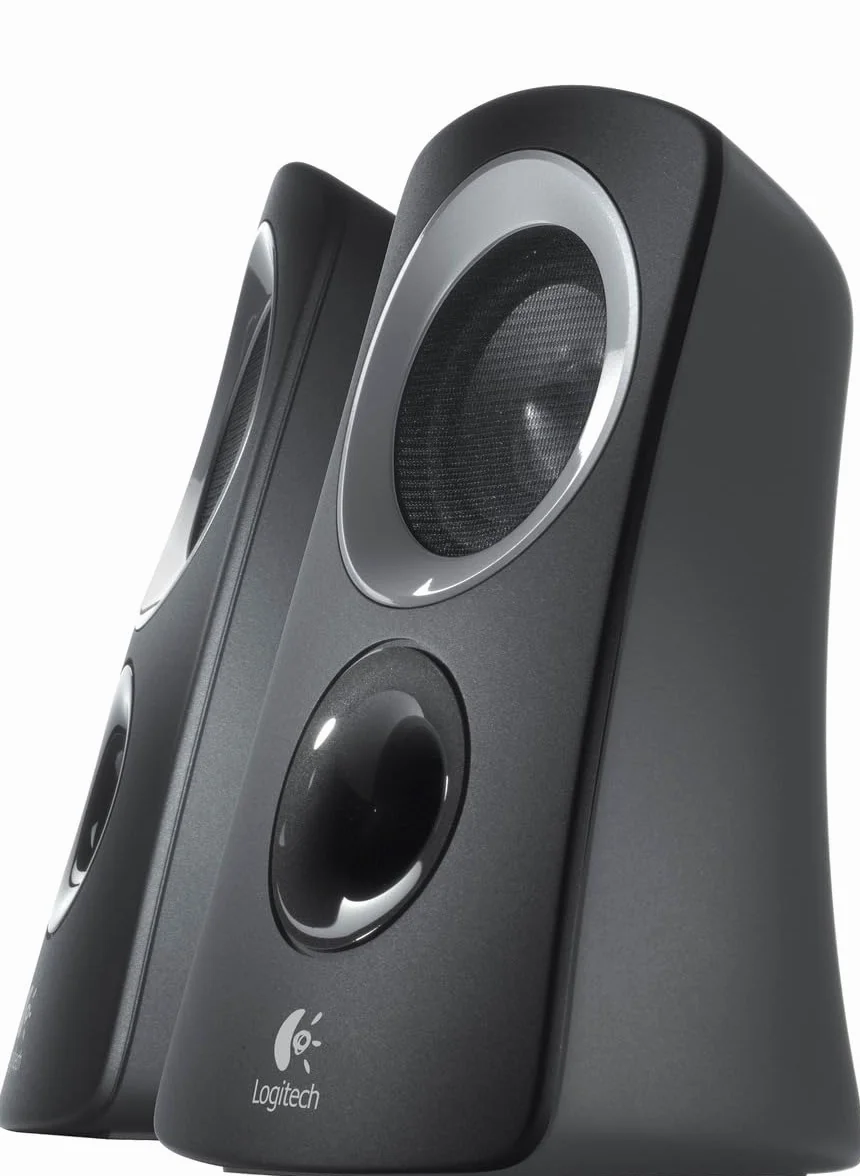 Logitech Z313 Zestaw głośników 2.1 z subwooferem, moc szczytowa 50W, wejście 3,5mm, gniazdo słuchawkowe, elementy sterujące na jednostce sterującej, wtyczka UE, PC/TV/tablet/telefon komórkowy - Czarny