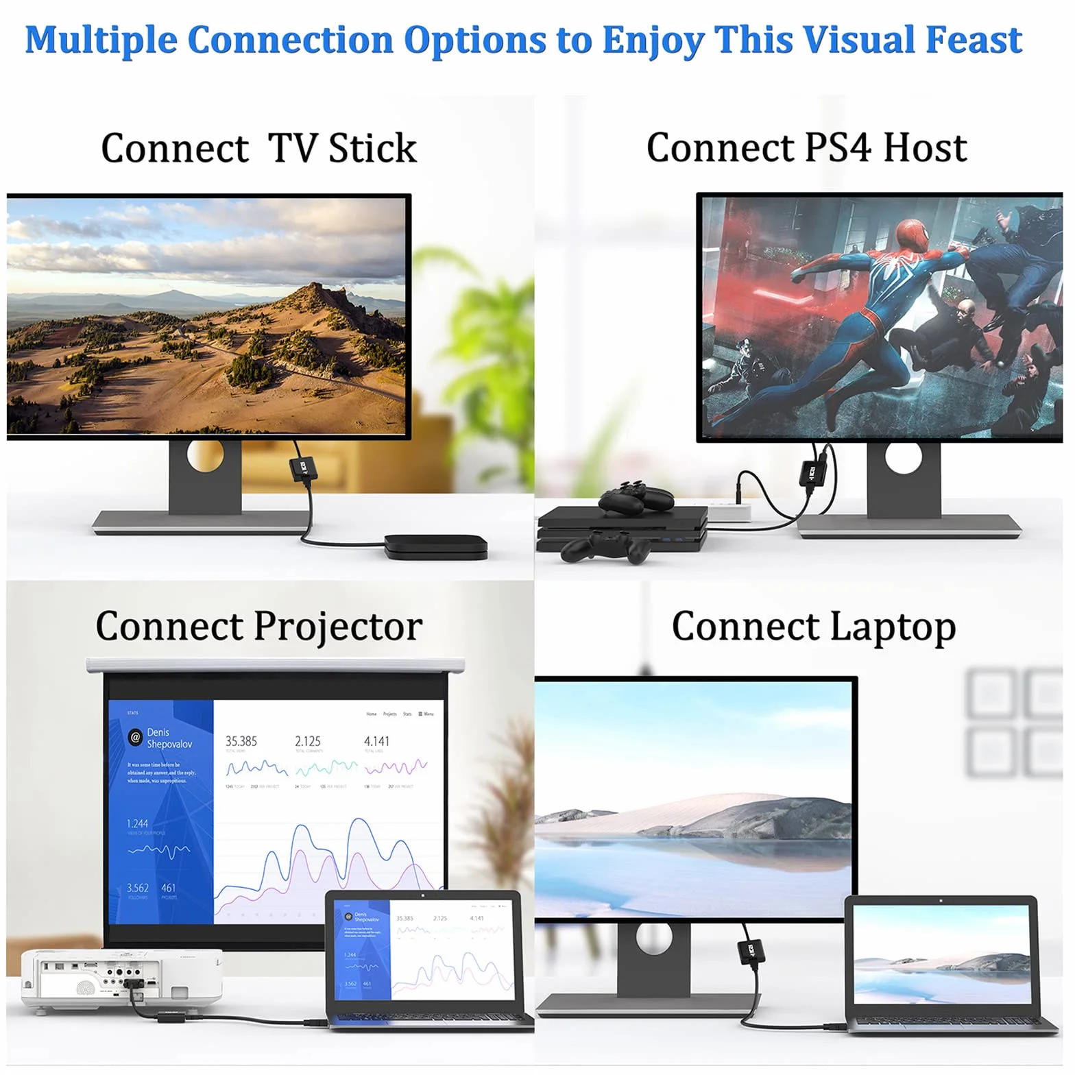 ICZI Adapter HDMI na VGA 1080P z gniazdem audio 3,5 mm, aktywny konwerter HDMI żeński na VGA męski do TV Stick, HDTV, wyświetlacza, monitora, Chromebooka, 360, PS4 i innych