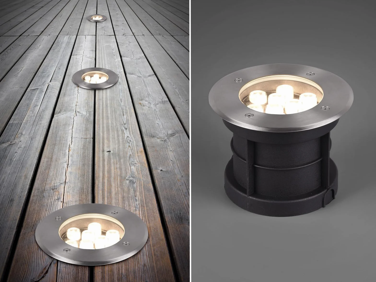 Trio Leuchten LED zewnętrzny reflektor do montażu w podłożu Belaja 821660207, metal nikiel matowy, w zestawie 9 W LED